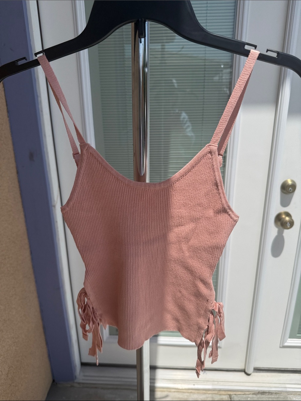 Active USA Dusty Rose Ribbed Tie-Side Cami
